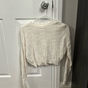 white hollister checker sweater